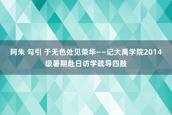 阿朱 勾引 于无色处见荣华——记大禹学院2014级暑期赴日访学疏导四肢